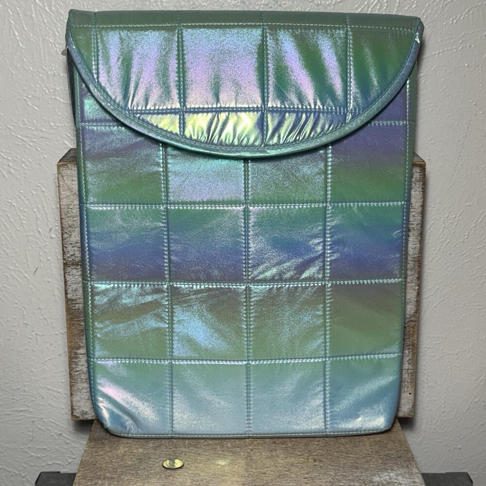 Old Navy Laptop Sleeve On The Go Pouch 13.5" Holographic Light Blue Brand New